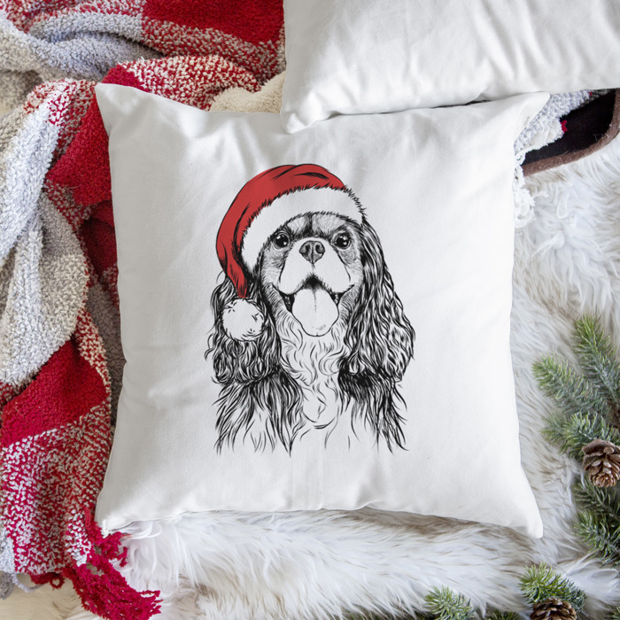 Santa Hat Dog Breed Throw Pillow Cover - 40+ Dog Breeds
