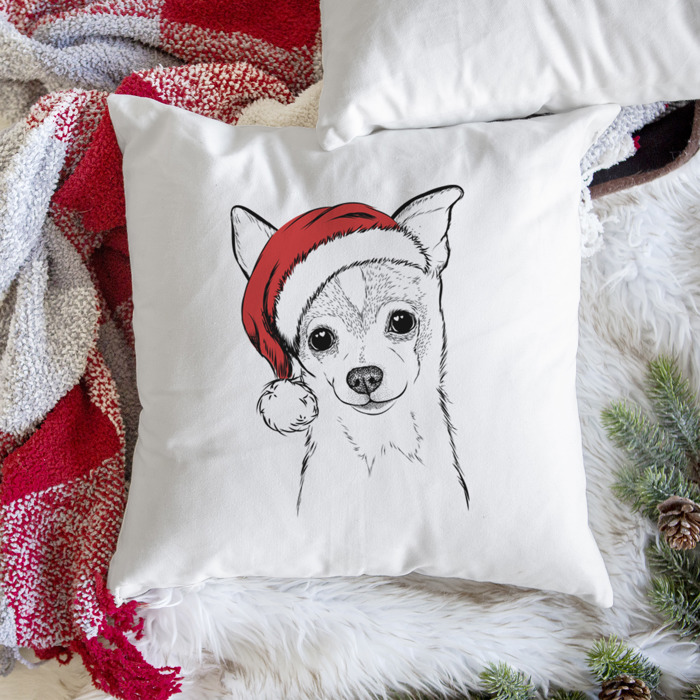 Santa Hat Dog Breed Throw Pillow Cover - 40+ Dog Breeds