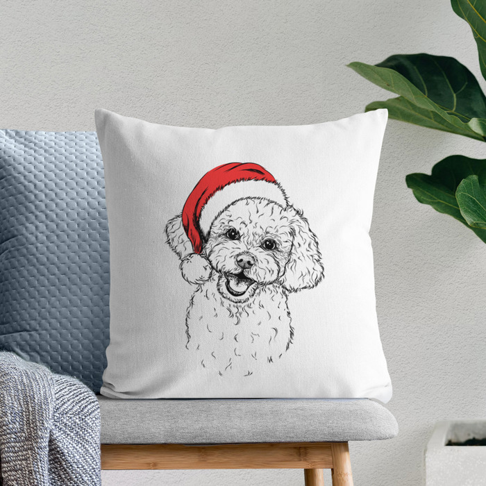 Santa Hat Dog Breed Throw Pillow Cover - 40+ Dog Breeds