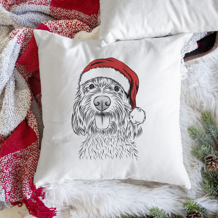 Santa Hat Dog Breed Throw Pillow Cover - 40+ Dog Breeds