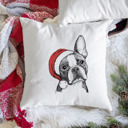 Boston Terrier Santa Hat Dog Breed Throw Pillow Cover - 40+ Dog Breeds