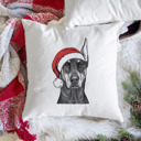 Doberman Pinscher Cropped Santa Hat Dog Breed Throw Pillow Cover - 40+ Dog Breeds