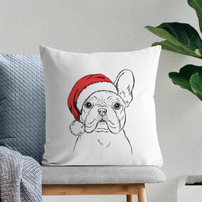 Santa Hat Dog Breed Throw Pillow Cover - 40+ Dog Breeds