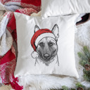 Belgian Malinois Santa Hat Dog Breed Throw Pillow Cover - 40+ Dog Breeds