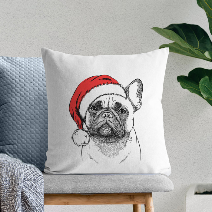 Santa Hat Dog Breed Throw Pillow Cover - 40+ Dog Breeds