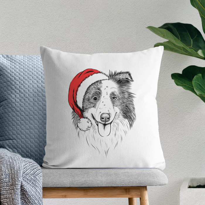 Santa Hat Dog Breed Throw Pillow Cover - 40+ Dog Breeds