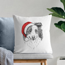 Border Collie Santa Hat Dog Breed Throw Pillow Cover - 40+ Dog Breeds