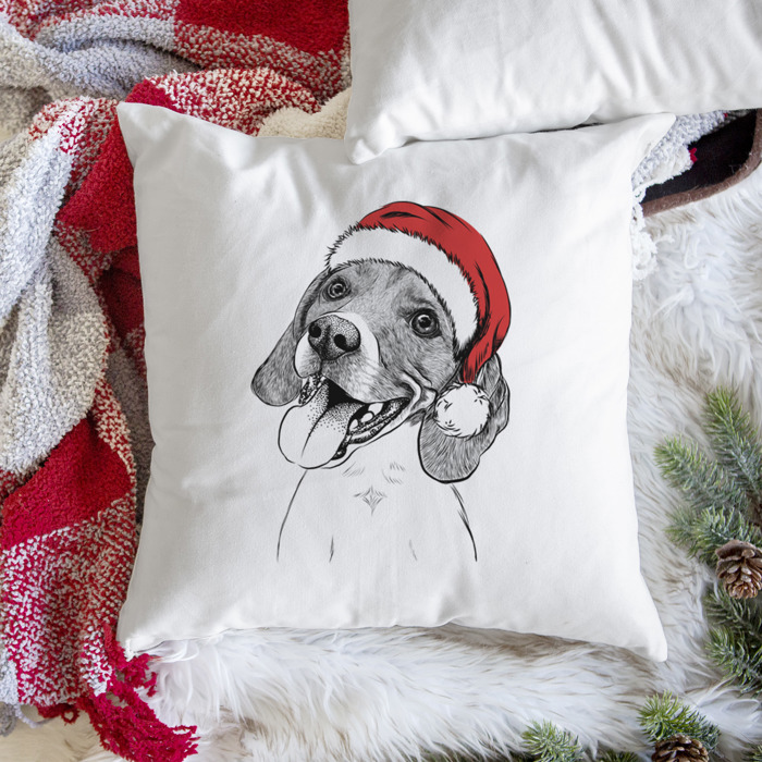 Santa Hat Dog Breed Throw Pillow Cover - 40+ Dog Breeds