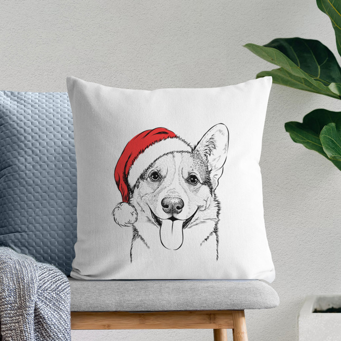Santa Hat Dog Breed Throw Pillow Cover - 40+ Dog Breeds