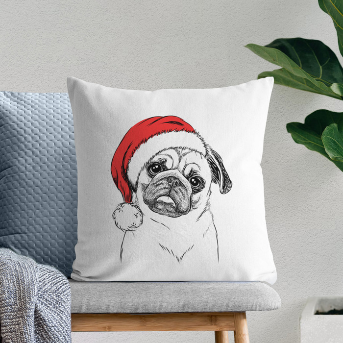 Santa Hat Dog Breed Throw Pillow Cover - 40+ Dog Breeds