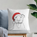 Pitbull Santa Hat Dog Breed Throw Pillow Cover - 40+ Dog Breeds
