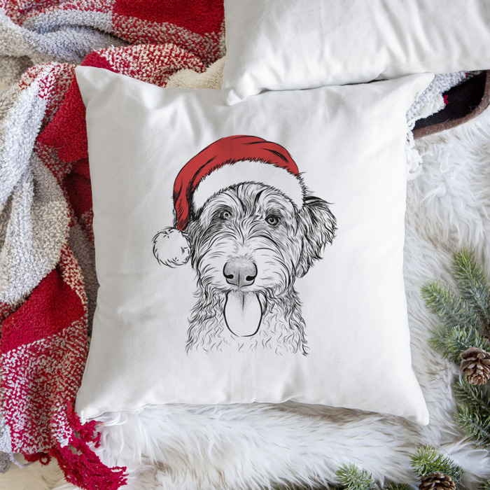 Santa Hat Dog Breed Throw Pillow Cover - 40+ Dog Breeds