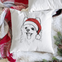 Pomeranian Santa Hat Dog Breed Throw Pillow Cover - 40+ Dog Breeds