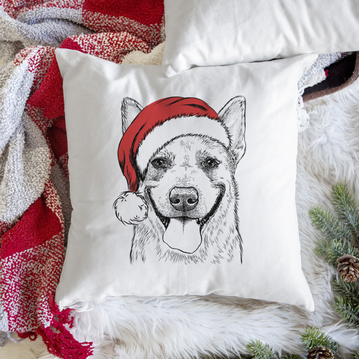 Santa Hat Dog Breed Throw Pillow Cover - 40+ Dog Breeds