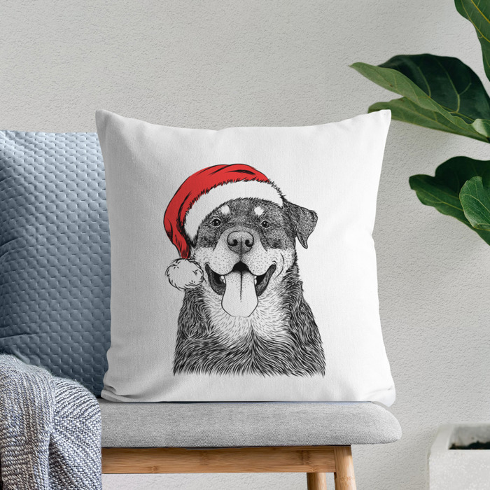 Santa Hat Dog Breed Throw Pillow Cover - 40+ Dog Breeds