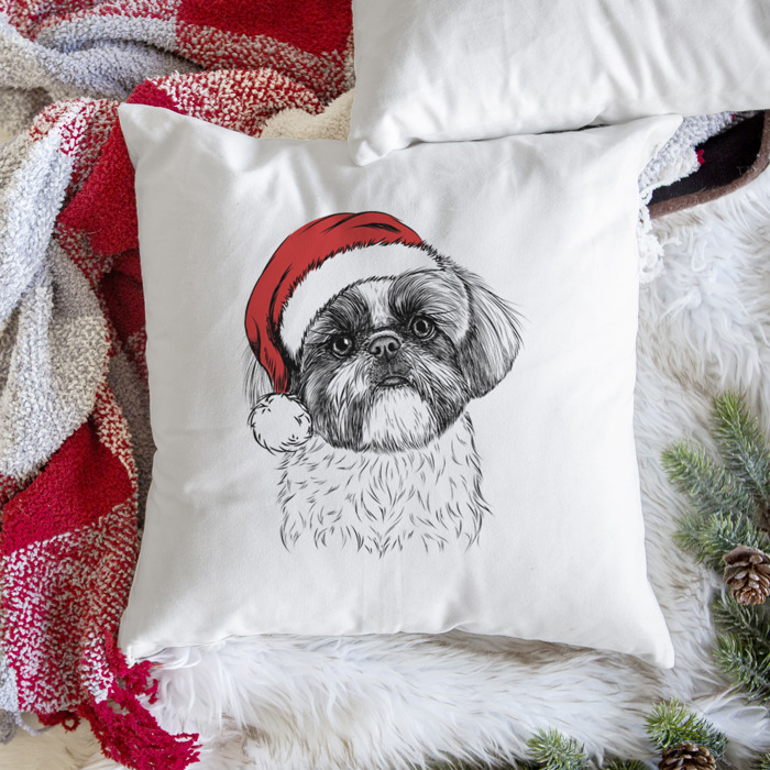 Santa Hat Dog Breed Throw Pillow Cover - 40+ Dog Breeds