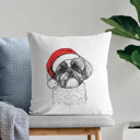 Shih Tzu Santa Hat Dog Breed Throw Pillow Cover - 40+ Dog Breeds