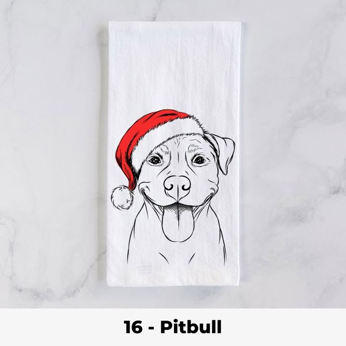 Santa Hat Christmas Dog Tea Towel - 25+ Breeds