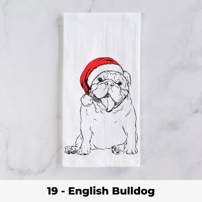 Santa Hat Christmas Dog Tea Towel - 25+ Breeds