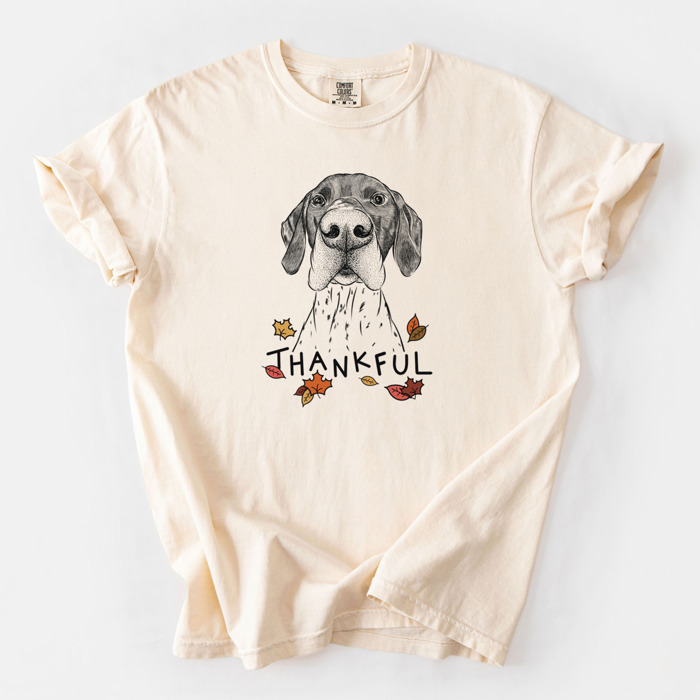 Detailed Hand Drawn Thankful Dog Breed Comfort Colors T-shirts - 25+ Dog Breeds