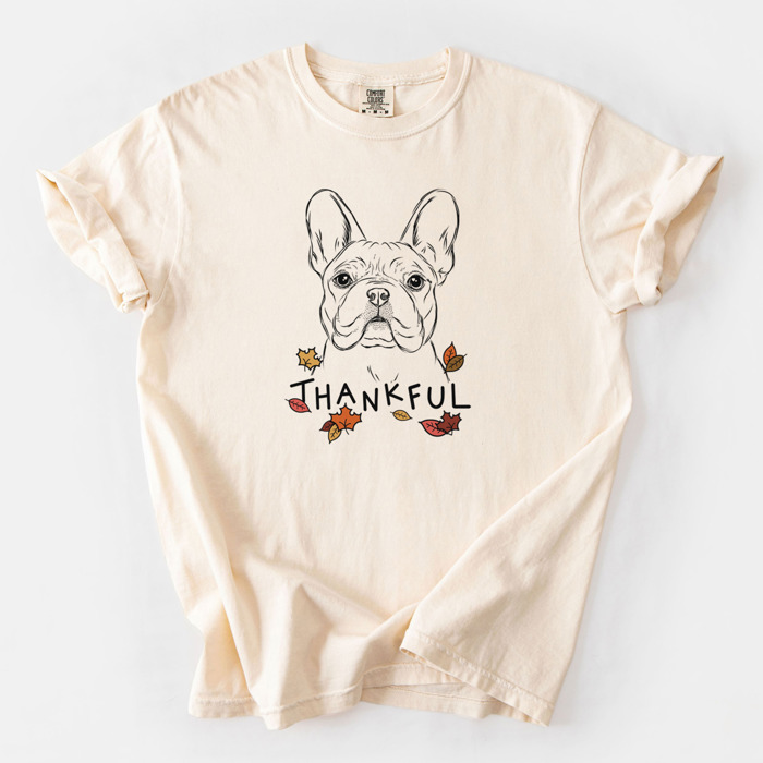 Detailed Hand Drawn Thankful Dog Breed Comfort Colors T-shirts - 25+ Dog Breeds
