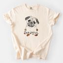 Small Ivory - Pug Detailed Hand Drawn Thankful Dog Breed Comfort Colors T-shirts - 25+ Dog Breeds