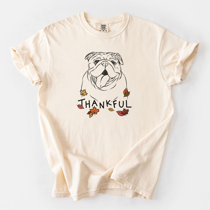Detailed Hand Drawn Thankful Dog Breed Comfort Colors T-shirts - 25+ Dog Breeds