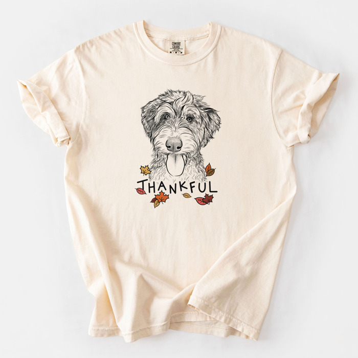 Detailed Hand Drawn Thankful Dog Breed Comfort Colors T-shirts - 25+ Dog Breeds
