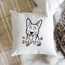 Australian Cattle Dog Doodled Thankful  Autumn Dog Breed Throw Pillow Cover -50+ Breeds