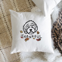 Aussiedoodle Doodled Thankful  Autumn Dog Breed Throw Pillow Cover -50+ Breeds