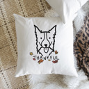 Border Collie Doodled Thankful  Autumn Dog Breed Throw Pillow Cover -50+ Breeds