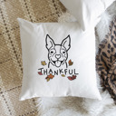 Boston Terrier Doodled Thankful  Autumn Dog Breed Throw Pillow Cover -50+ Breeds