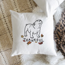 English Bulldog Doodled Thankful  Autumn Dog Breed Throw Pillow Cover -50+ Breeds