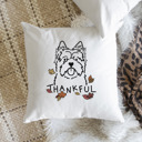 Cairn Terrier Doodled Thankful  Autumn Dog Breed Throw Pillow Cover -50+ Breeds