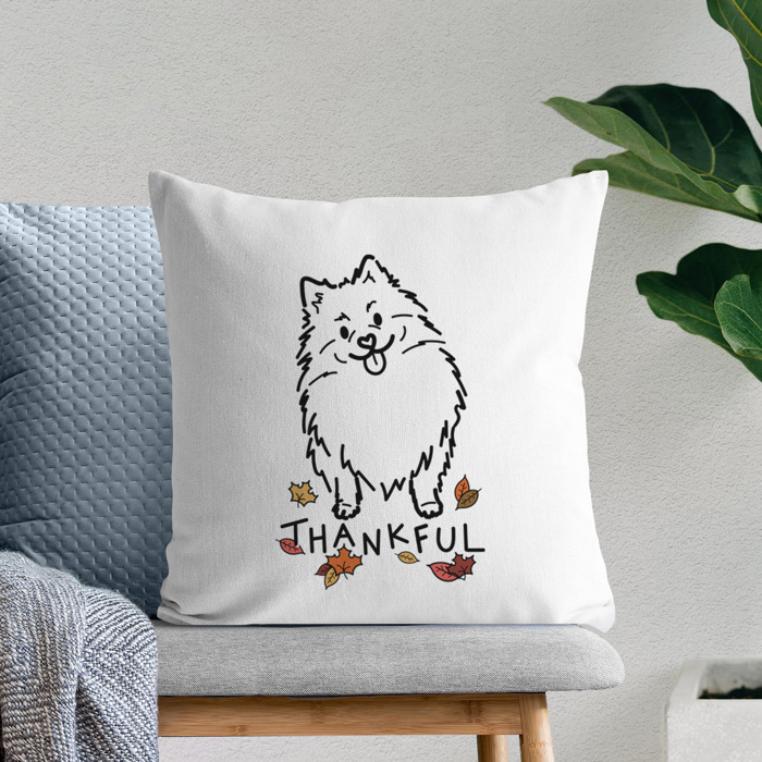 Doodled Thankful  Autumn Dog Breed Throw Pillow Cover -50+ Breeds