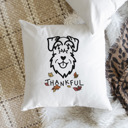 Schnauzer Doodled Thankful  Autumn Dog Breed Throw Pillow Cover -50+ Breeds