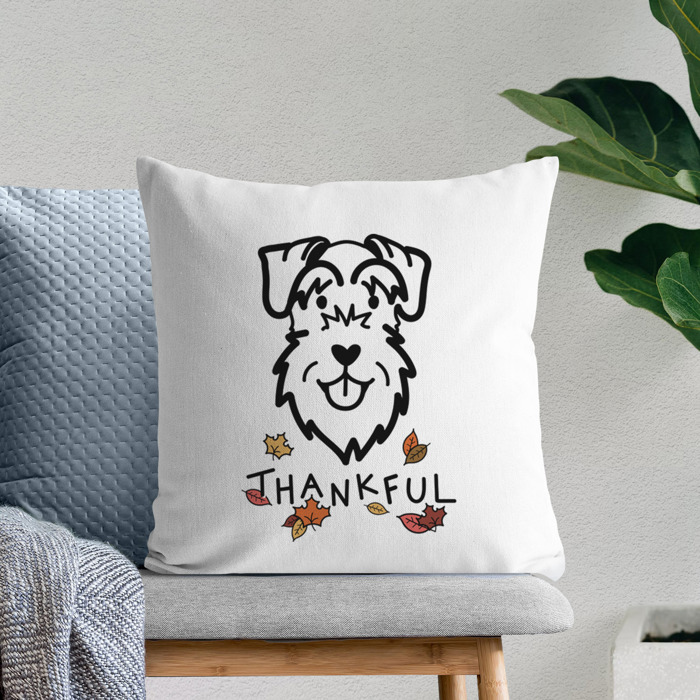 Doodled Thankful  Autumn Dog Breed Throw Pillow Cover -50+ Breeds