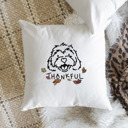 Cavachon Doodled Thankful  Autumn Dog Breed Throw Pillow Cover -50+ Breeds