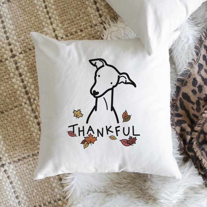 Doodled Thankful  Autumn Dog Breed Throw Pillow Cover -50+ Breeds