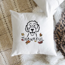Labradoodle Doodled Thankful  Autumn Dog Breed Throw Pillow Cover -50+ Breeds