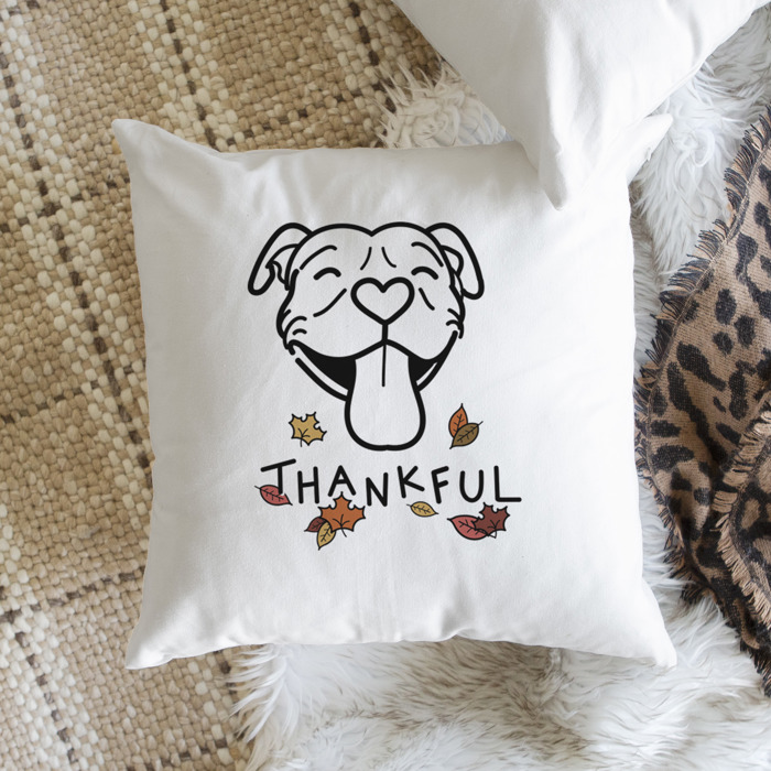Doodled Thankful  Autumn Dog Breed Throw Pillow Cover -50+ Breeds