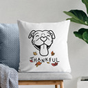Pitbull Doodled Thankful  Autumn Dog Breed Throw Pillow Cover -50+ Breeds
