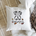 Mini Schnauzer Doodled Thankful  Autumn Dog Breed Throw Pillow Cover -50+ Breeds