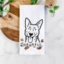Australian Cattle Dog Doodled Thankful  Autumn Hand-Drawn Dog  Breed Tea Towel - 50+ Breeds