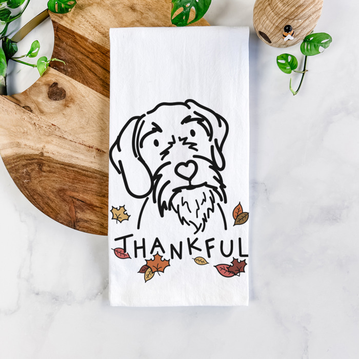Doodled Thankful  Autumn Hand-Drawn Dog  Breed Tea Towel - 50+ Breeds