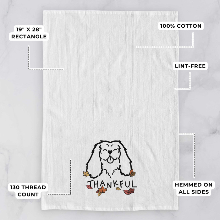 Doodled Thankful  Autumn Hand-Drawn Dog  Breed Tea Towel - 50+ Breeds