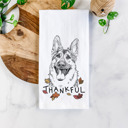 German Shepherd Thankful  Autumn Detailed Hand-Drawn Dog  Breed Tea Towel - 25+ Breeds