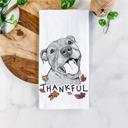 Pitbull Mix Thankful  Autumn Detailed Hand-Drawn Dog  Breed Tea Towel - 25+ Breeds