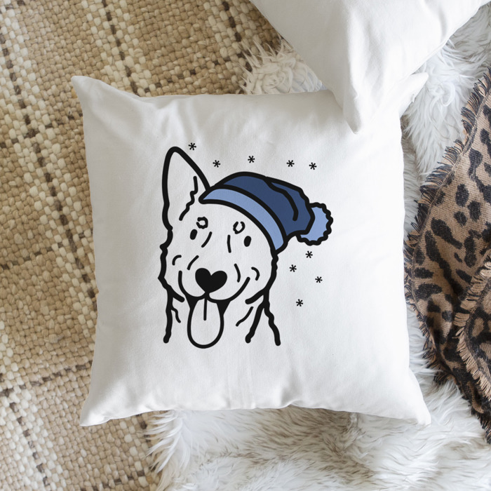 Beanie Winter Dog Breed Throw Pillow Cover -50+ Breeds