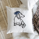 Long Hair Dachshund Beanie Winter Dog Breed Throw Pillow Cover -50+ Breeds